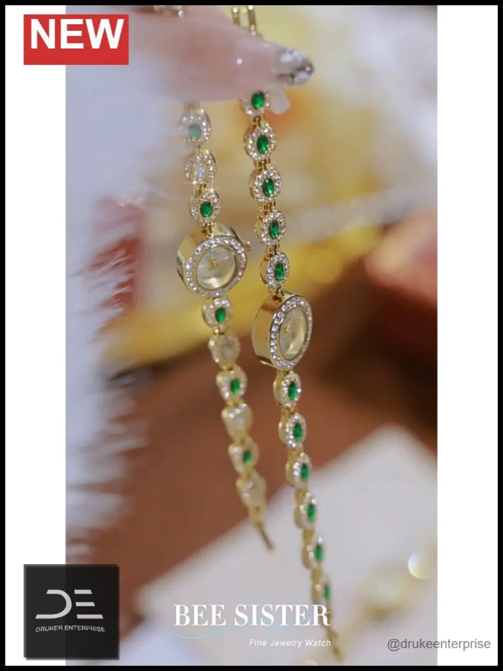 Unique Oval Dial Vintage Diamond Bracelet Watch Quartz Waterproof 30M